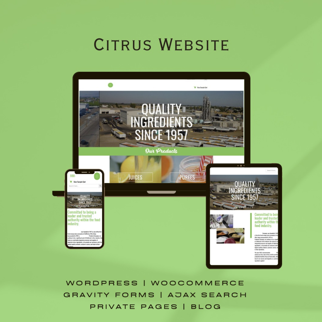 Citrus mockup with mobile, desktop and tablet displays.