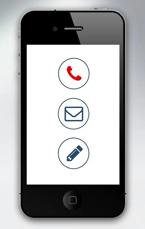 photo of cell phone with contact icons